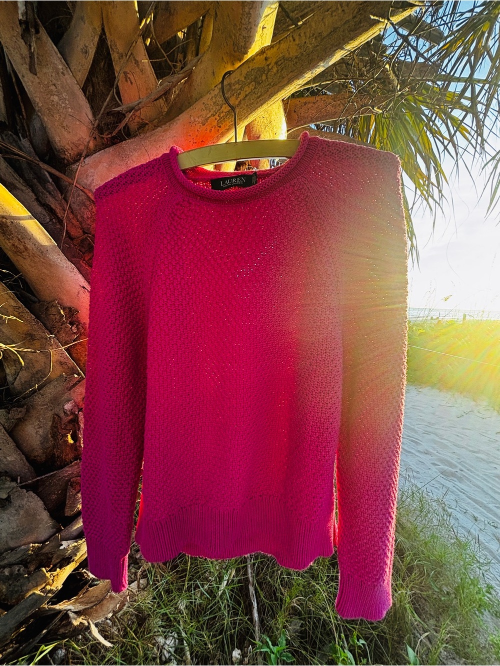 Lauren Ralph Lauren Bright Pink Knit Sweater